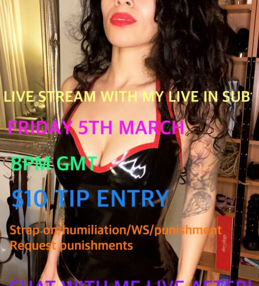 London Mistresses – Mistress Sophia Sahara live today at 5pm
